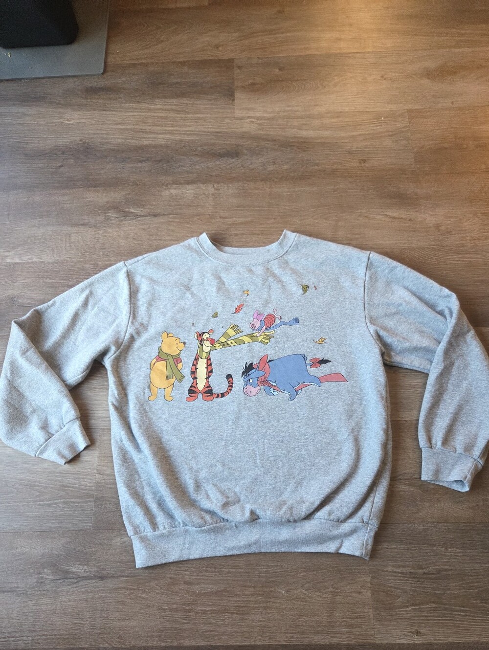 Winnie the Pooh Blustery Day Grey Sweatshirt Pullover Womens size Medium 8-10 - Picture 1 of 8